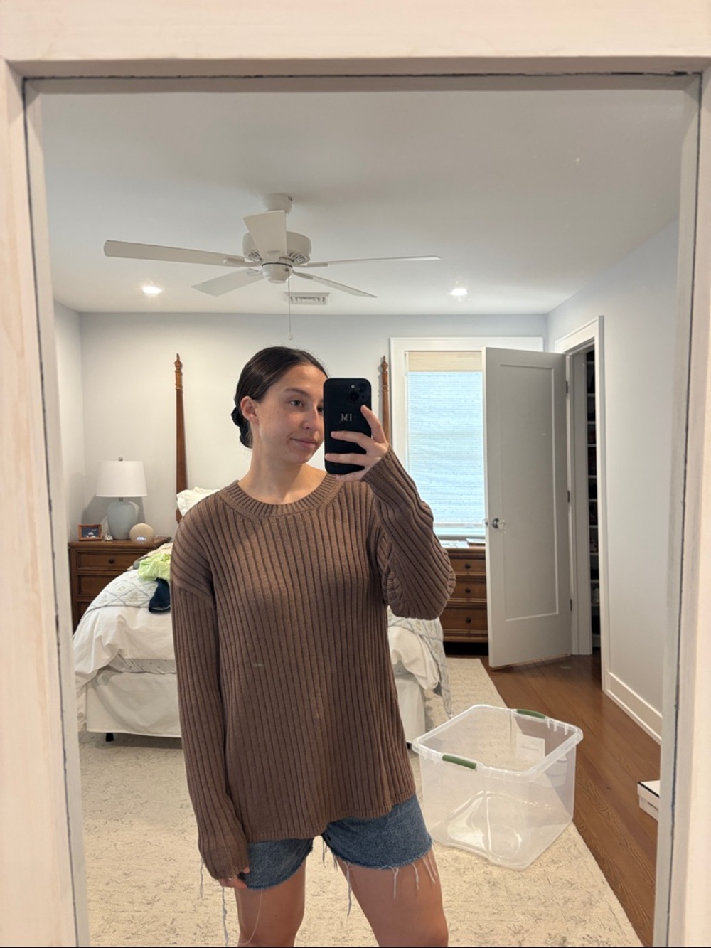 Jessica Simpson Brown Ribbed Crewneck Sweater